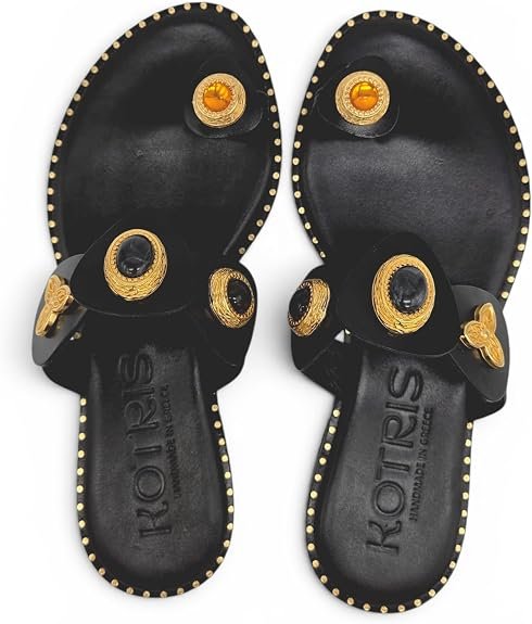 Sandali infradito Donna in pelle con applicazioni gioiello. Artigianali made in Greece. - immagine 7