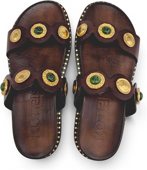 Sandali Donna flatform bassI in pelle artigianali e doppia fascia. Made in Greece - immagine 7