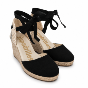 Espadrilles - Scarpa Donna in Tessuto con Zeppa in Corda e Laccio alla Caviglia. Espadrillas estive Eleganti e comode.