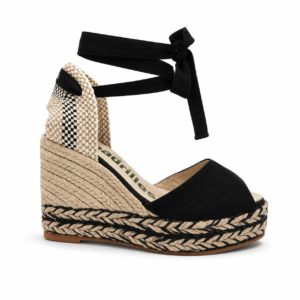 espadrilles - Scarpe Donna con Zeppa Alta in Corda e Lacci alla Caviglia. Sandali Estivi Eleganti con Plateau.