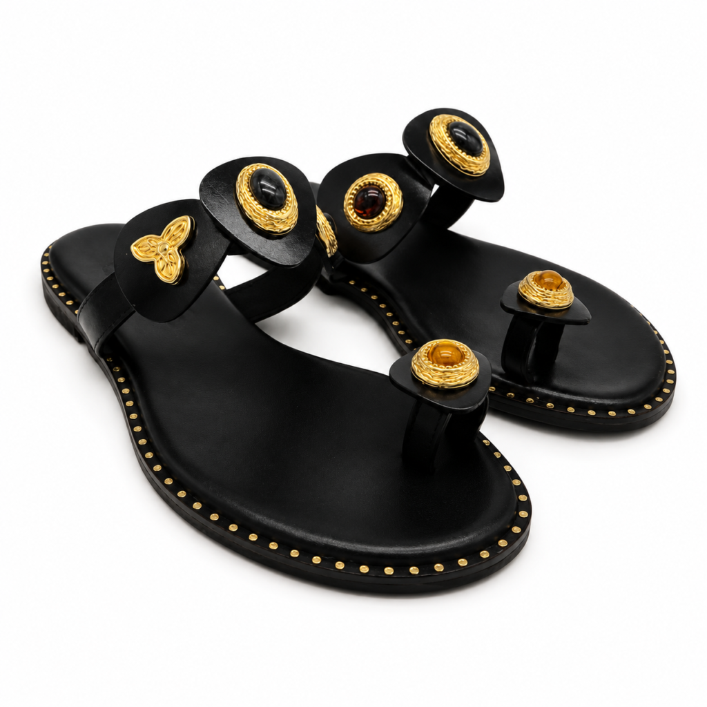 KOTRIS Sandali infradito Donna in pelle con applicazioni gioiello. Artigianali made in Greece.