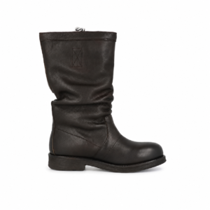 BIKKEMBERGS Stivale Biker 29324 in Pelle Marrone Scuro | Stile Biker, Fibbia in Metallo, Gambale Arricciato, Punta Arrotondata, Suola Robusta