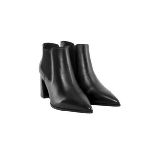 Generico Bruno Premi Stivaletti Chelsea in Pelle Nera con Tacco 7,5 cm, Punta Affusolata, Elastici Laterali -BM26L9X-