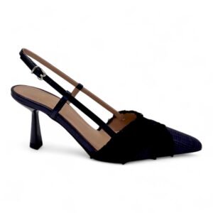 FESTA - Slingback Donna in Tessuto, manifattura Italiana. Tacco 7 cm, Cinturino Regolabile. Elegante e contemporanea.