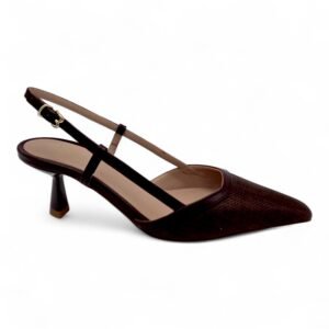 FESTA - Slingback Donna in Tessuto Lavorato, manifattura Italiana. Tacco 5,5 cm, Cinturino Regolabile. Punta Affusolata Elegante.