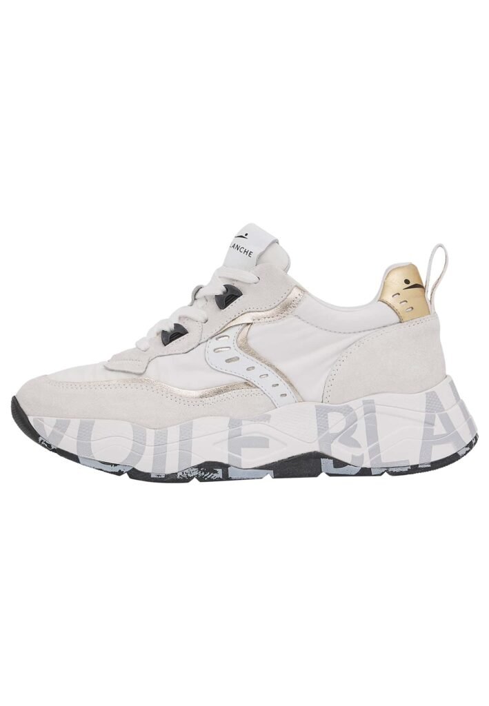VOILE BLANCHE CLUB105.-Sneakers in Suede e Tessuto Tecnico-Bianco, Bianco-Platino