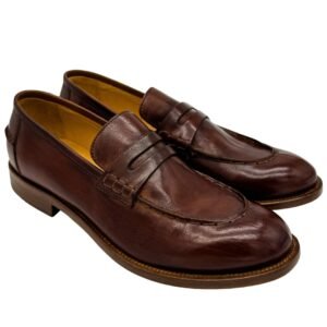 JP David Mocassino Uomo in Pelle Cuoio, Suola in Cuoio, Stile Classico