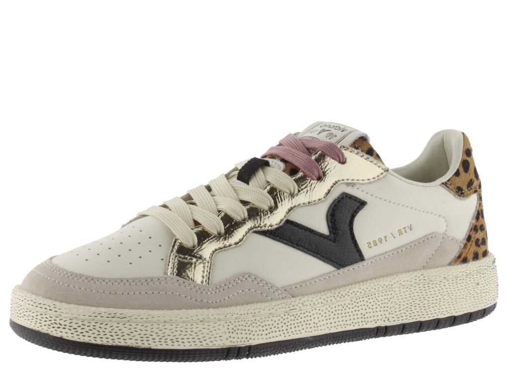victoria 1985 Sneaker Smash Pelle & Pezzi Stampa Animale & Metallizzati & Logo retrò 8806114 per Donna Crema
