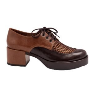 Derby Stringato Scarpa Donna con Tacco