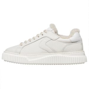 VOILE BLANCHE Sneakers in Pelle e Sintetico, Bianco Panna-