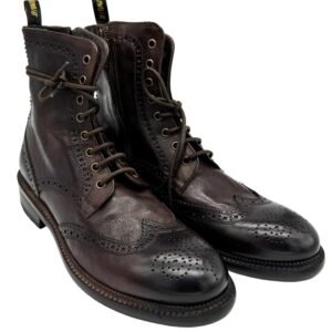 JP David Stivaletto Brogue Allacciato con Cerniera Uomo, Marrone, Pelle, Suola in Gomma