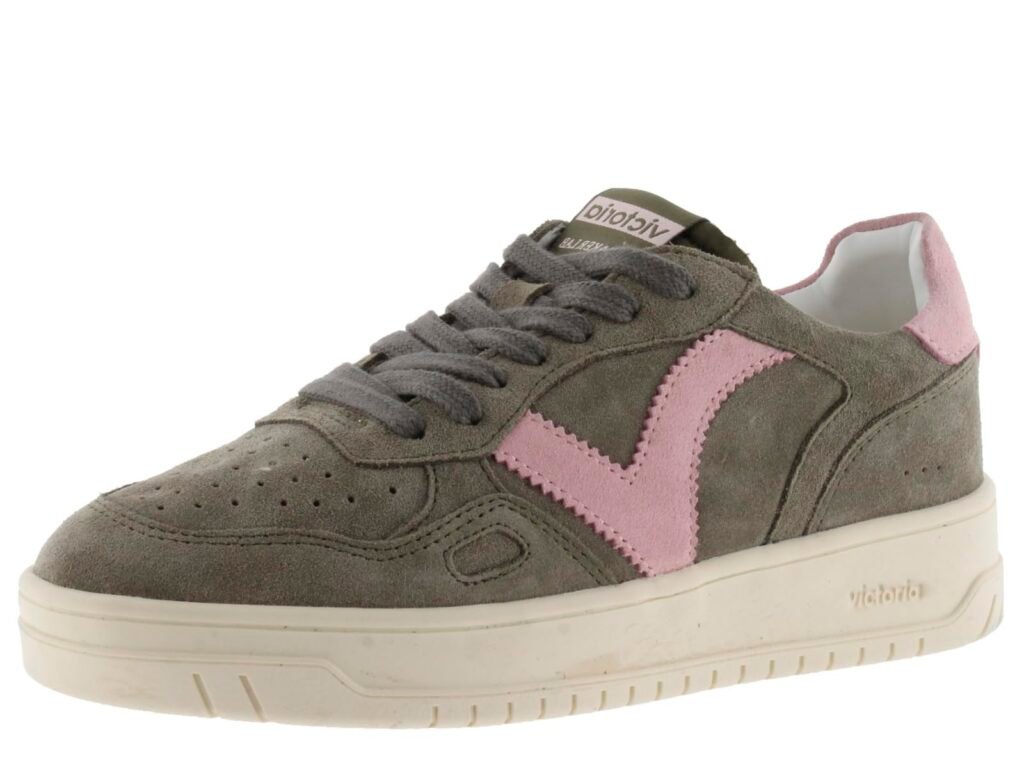 victoria Sneaker Unisex Seul Crosta di Pelle & Pezzi A Contrasto & Lacci Abbinati 1257127 per Adulto Kaki