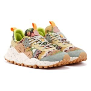 FLOWER MOUNTAIN Sneakers Modello Kotetsu, in Tessuto tramato, con Inserti in Suede, Allacciatura in Stile Trekking, Sottopiede in Sughero Naturale Antibatterico, Suola in Gomma ultrale