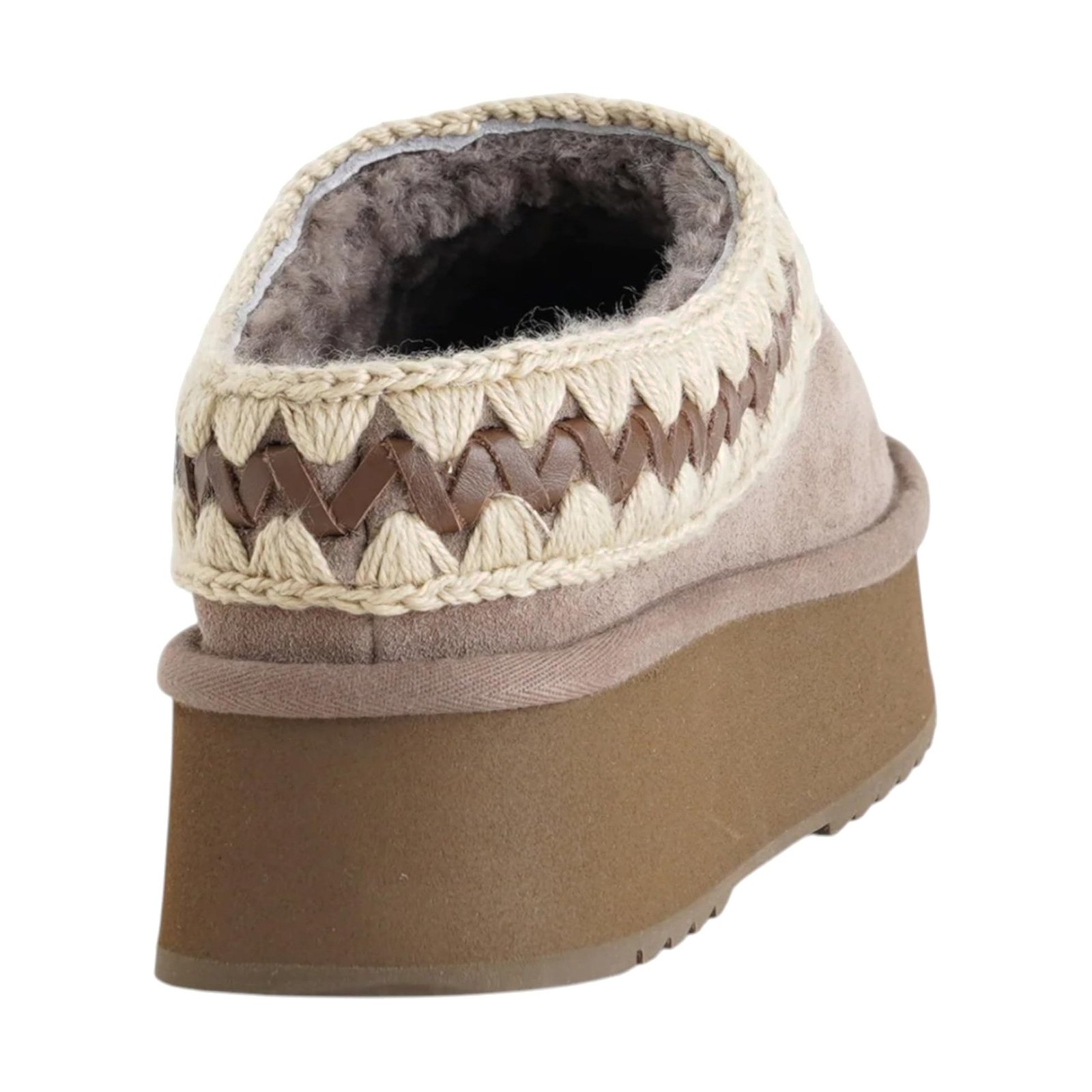 Mou - Platform Clog Suede Leather st. Sabot Donna con Shearling e Platform. (Tortora, Sistema Taglie Calzature EU, Adulto, Donna, Numero, Media, 39)
