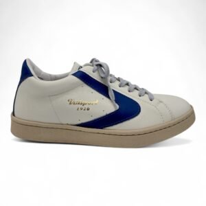 Valsport-sneakers uomo in pelle bianca e boomerang blu-tournament nappa e suede