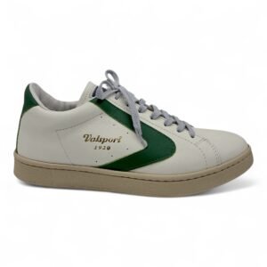 Valsport -sneaker uomo in pelle bianca e boomerang verde