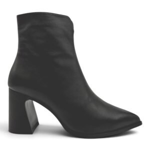 BRUN PREMI -Stivaletti in pelle nera -BO1202X-Tacco 7,5,punta sfilata ,zip interna